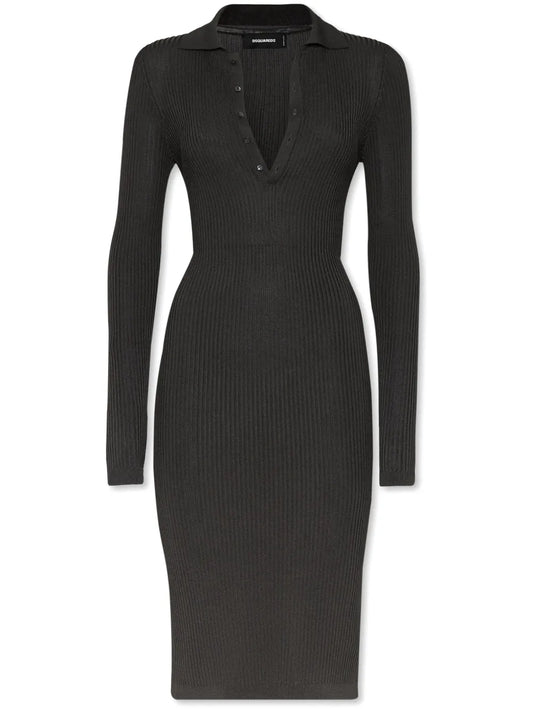 Fine-Ribbed Midi Dress
