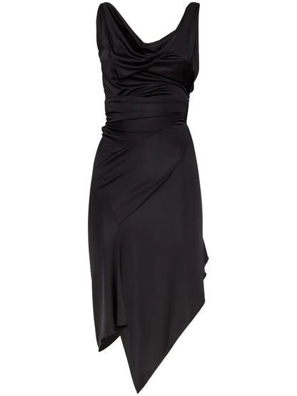 Cowl-Neck Midi Dress