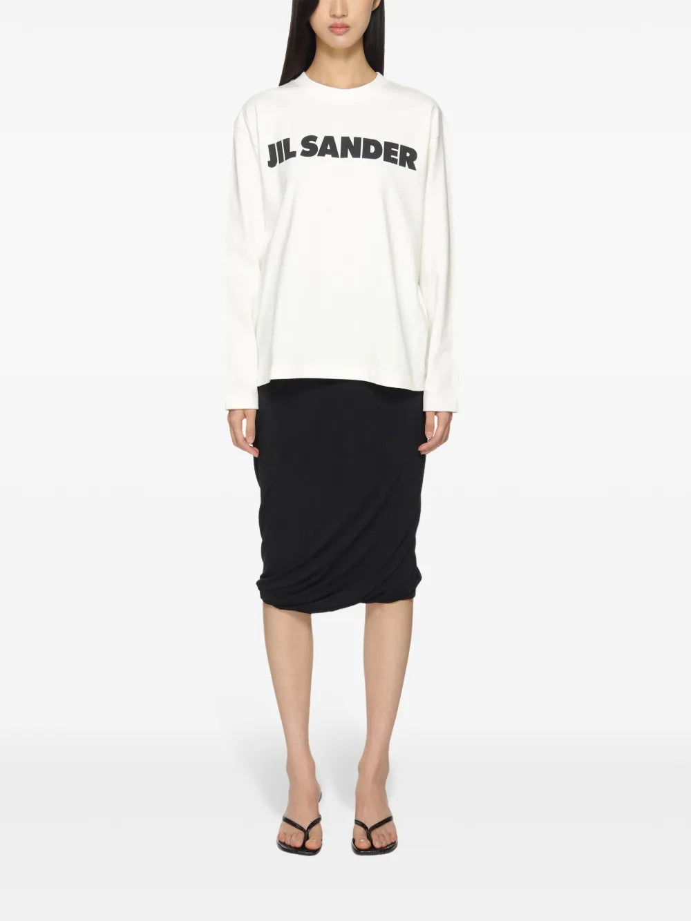 Draped-Detailed Midi Skirt