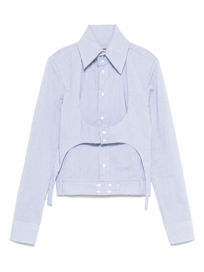Belted High-Collar Shirt
