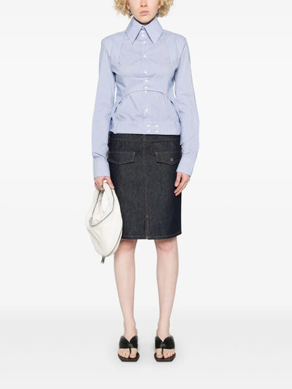 Belted High-Collar Shirt