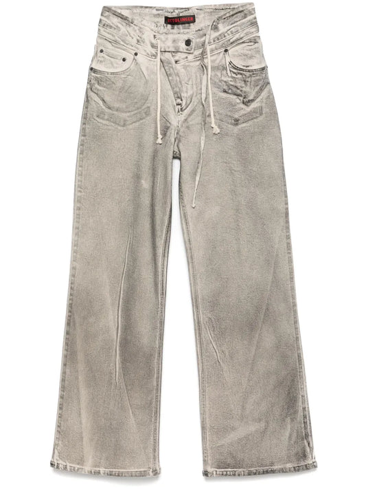 Coated-Finish Jeans