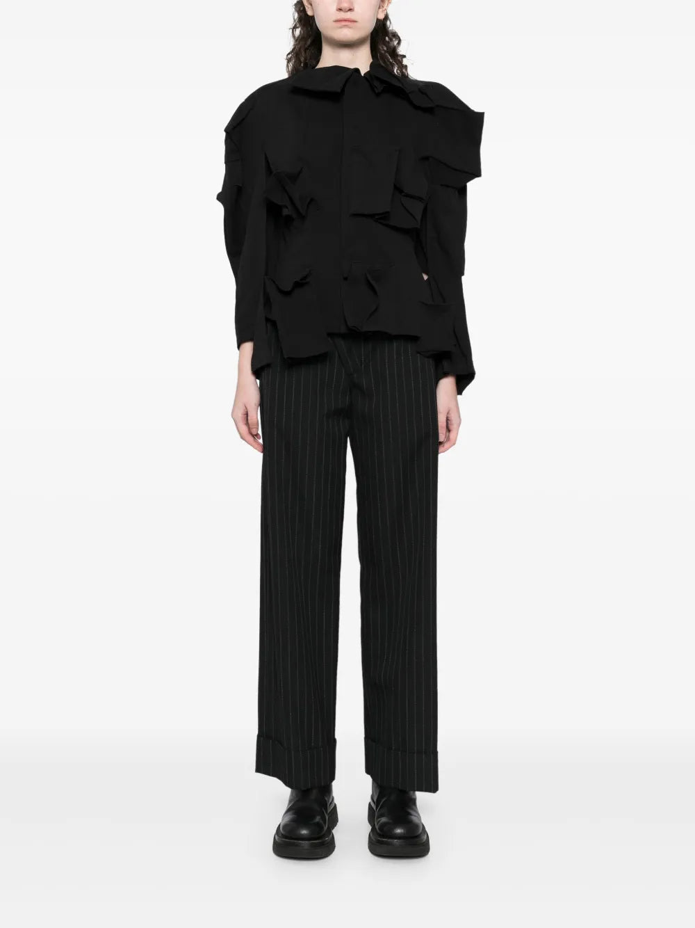 Twill Draped-Sleeves Jacket