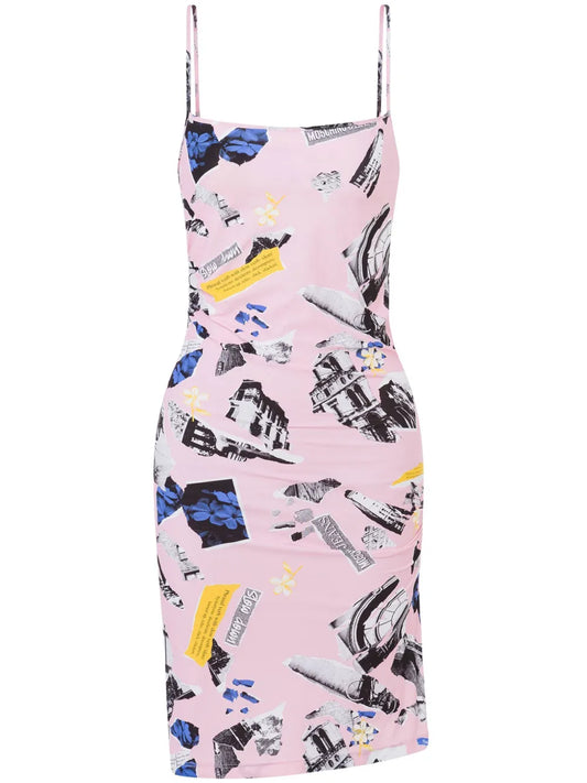 Collage-Print Mini Dress