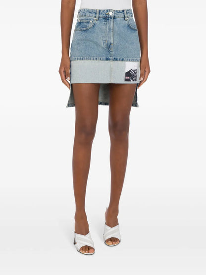 Logo-Appliqué Denim Skirt