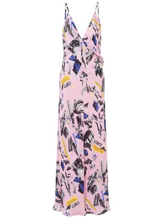 Newspaper Clippings-Print Maxi Dress