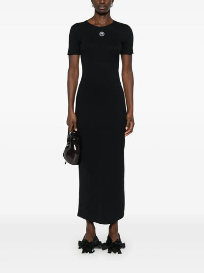 Crescent Moon-Embroidery Maxi Dress