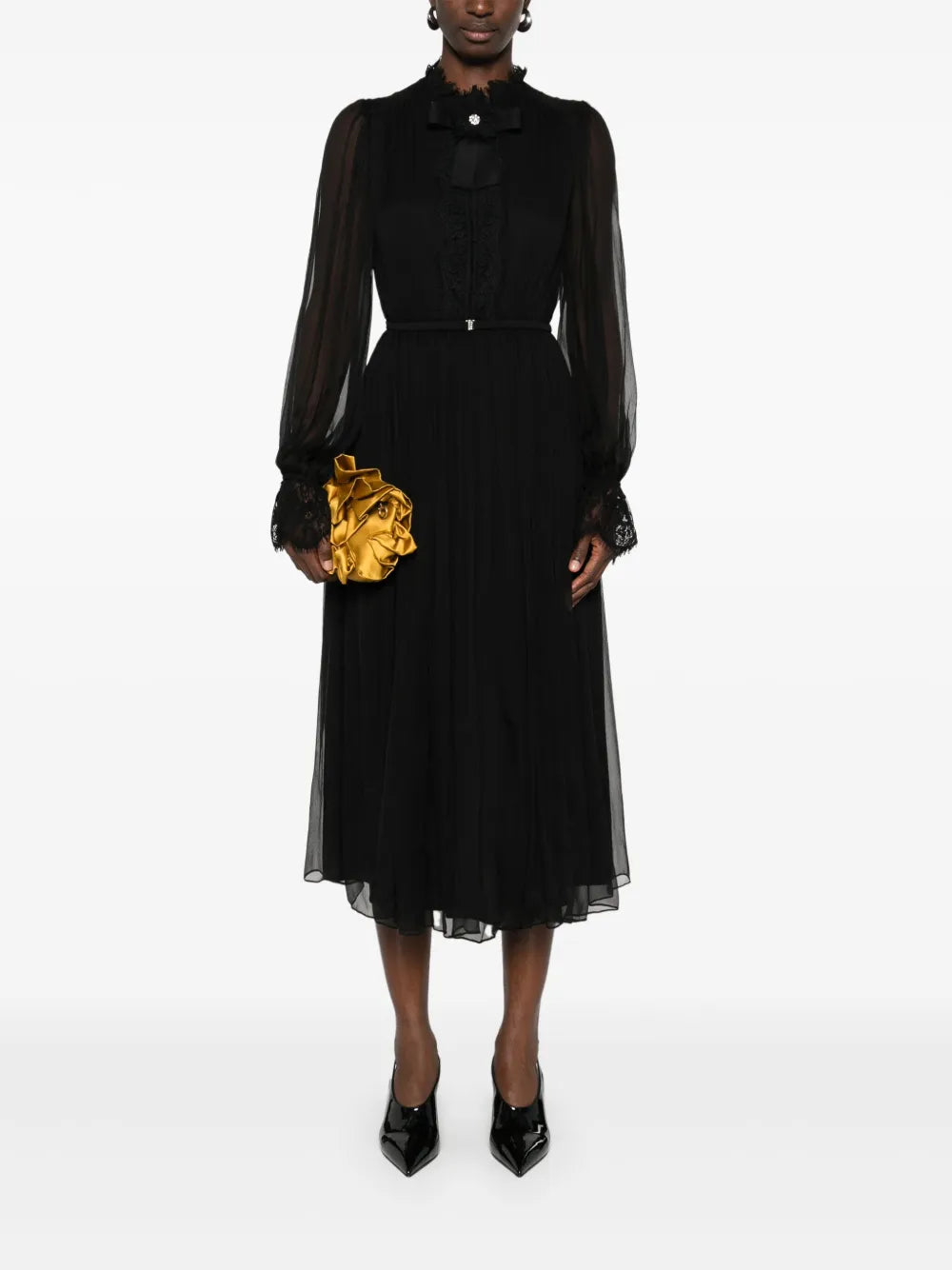 Crystal-Detail Silk Midi Dress