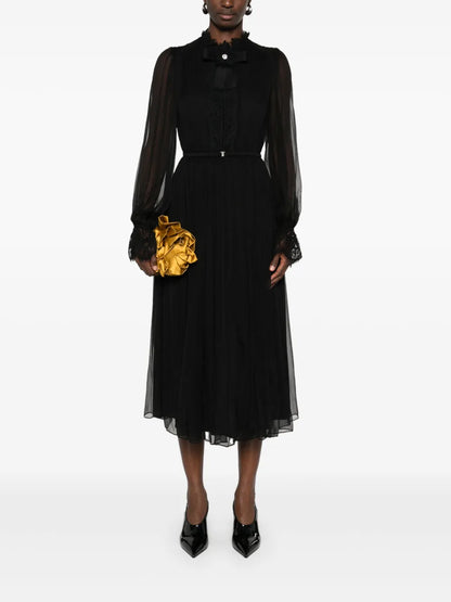 Crystal-Detail Silk Midi Dress