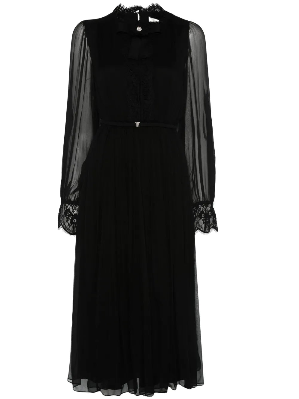 Crystal-Detail Silk Midi Dress