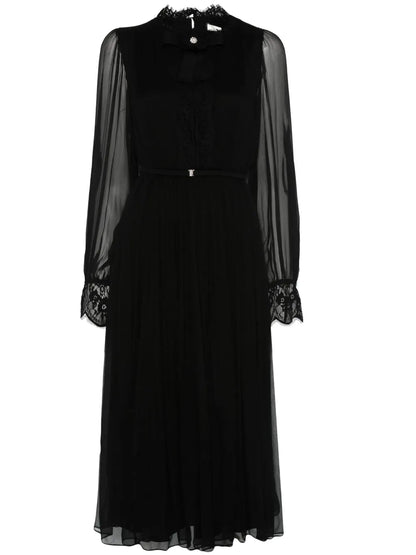Crystal-Detail Silk Midi Dress