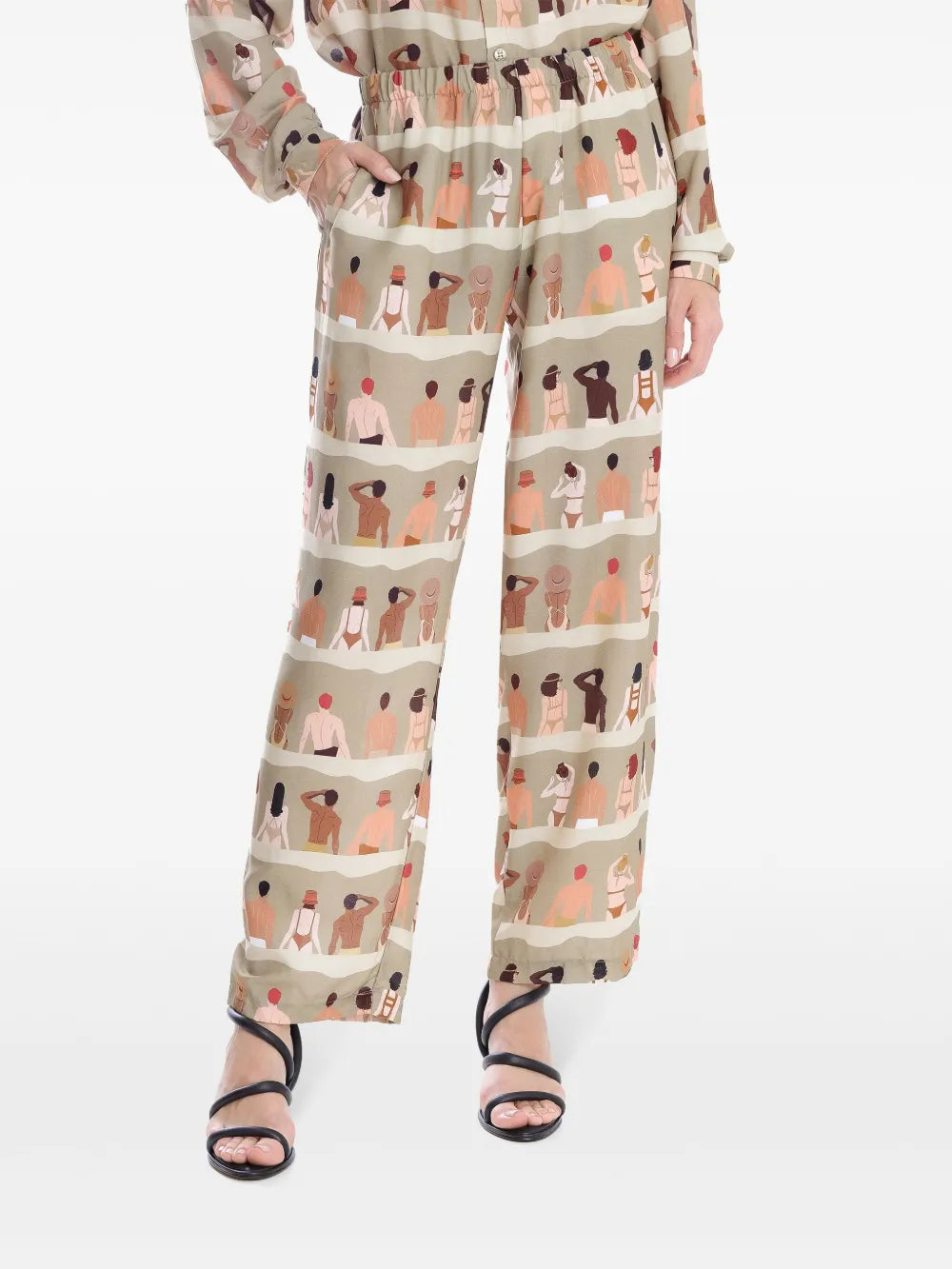 Swimmer-Print Straight-Leg Trousers