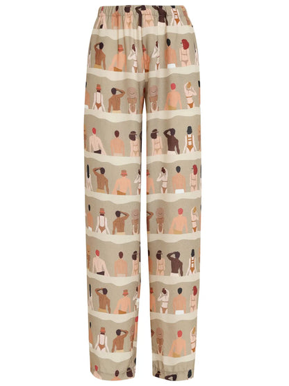 Swimmer-Print Straight-Leg Trousers