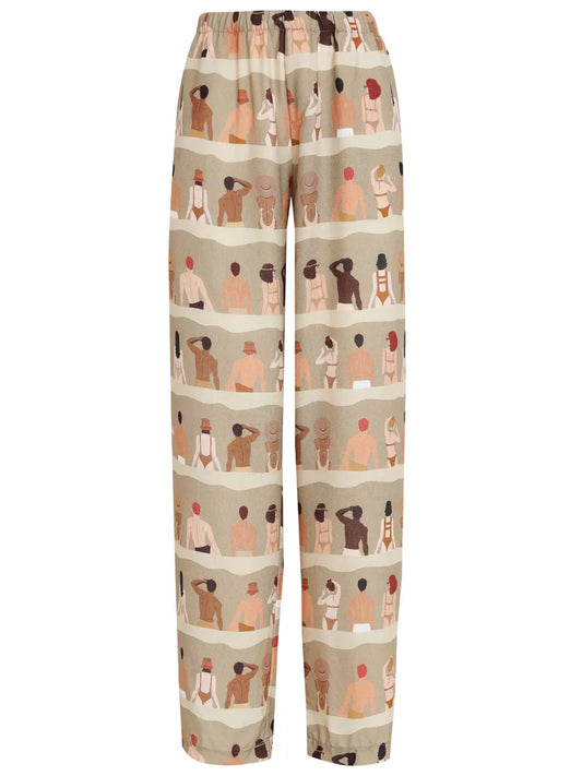 Swimmer-Print Straight-Leg Trousers