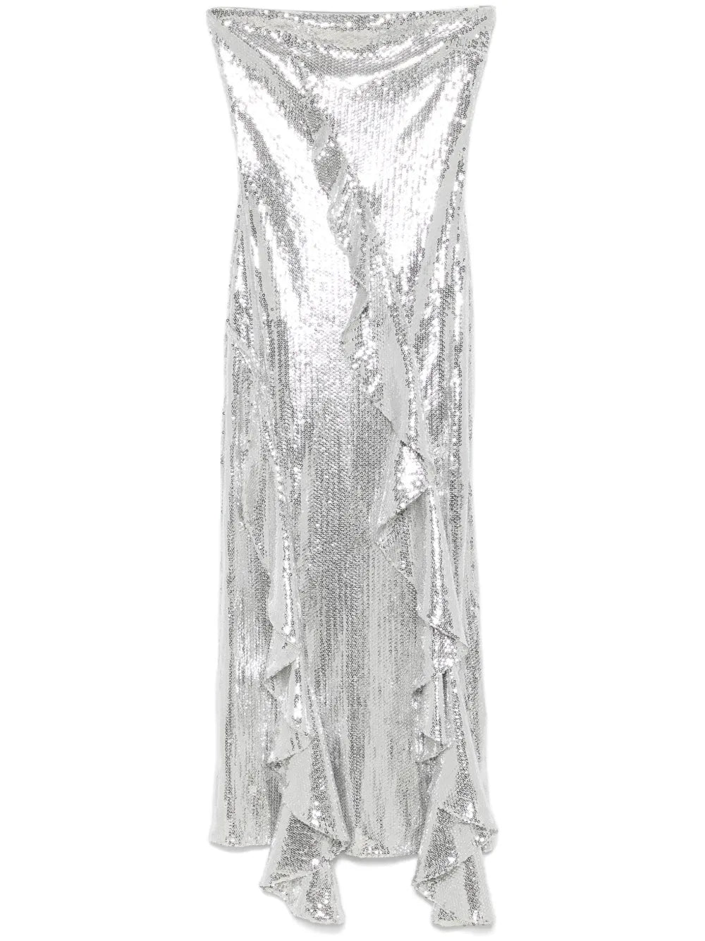 Ruffled-Trim Sequinned Maxi Dress