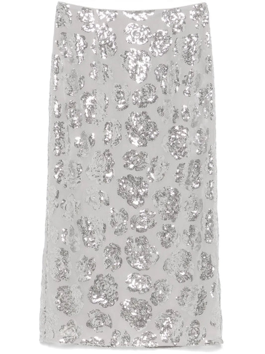 Sequin Chiffon Midi Skirt