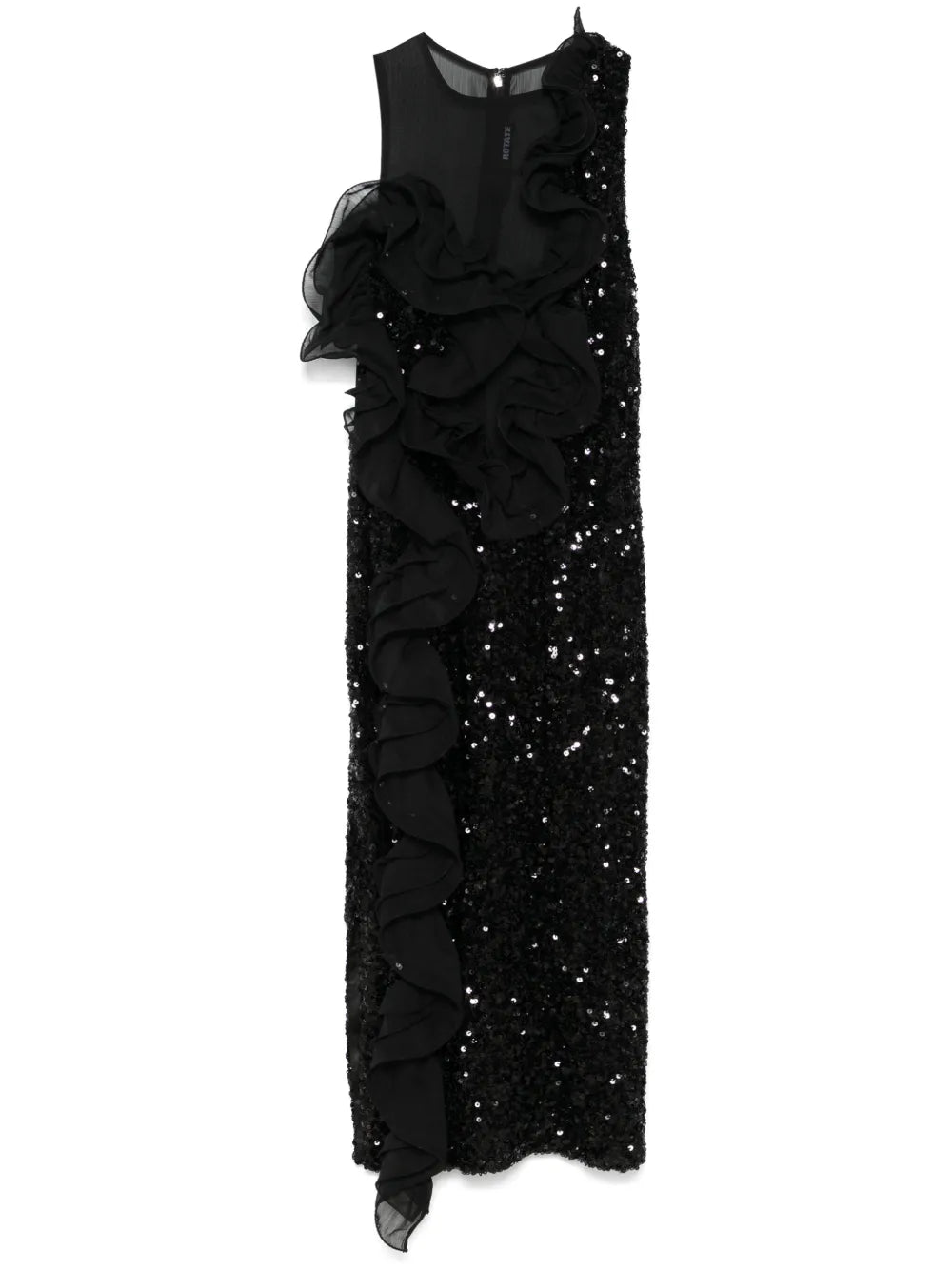 Ruffled-Detailing Sequinned Midi Dress