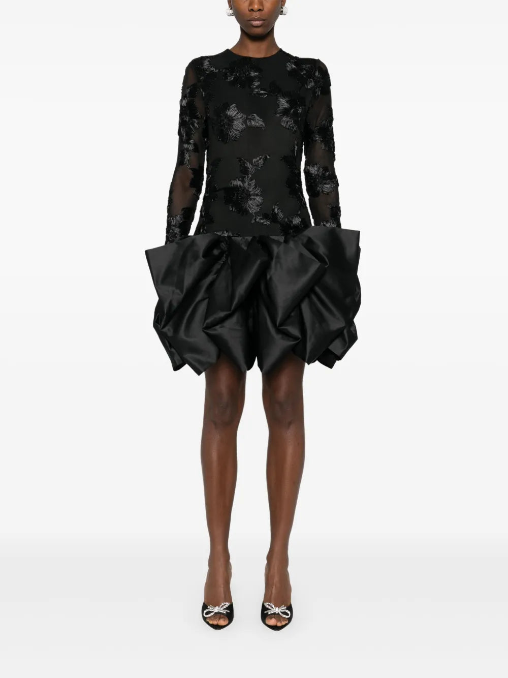 Floral-Embroidered Mini Dress