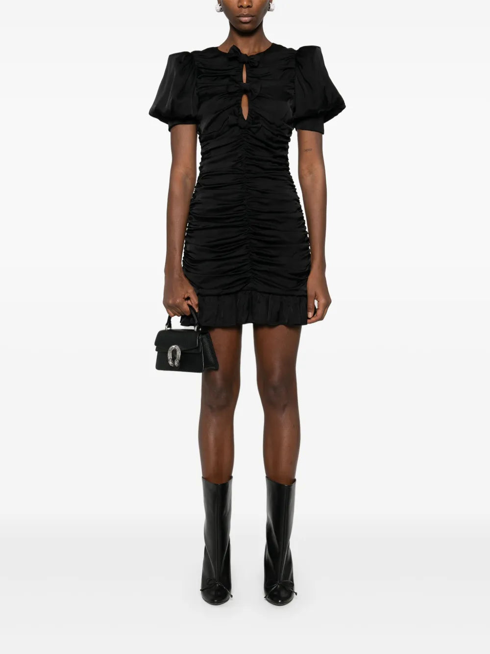 Ruffled Satin Mini Dress
