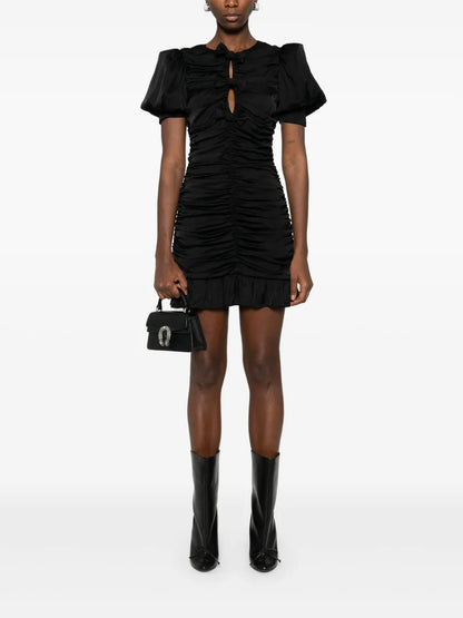 Ruffled Satin Mini Dress