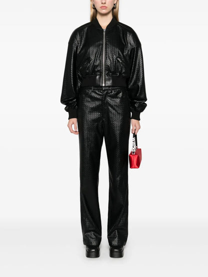 Braided Cropped Bomber Jacket