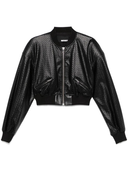Braided Cropped Bomber Jacket