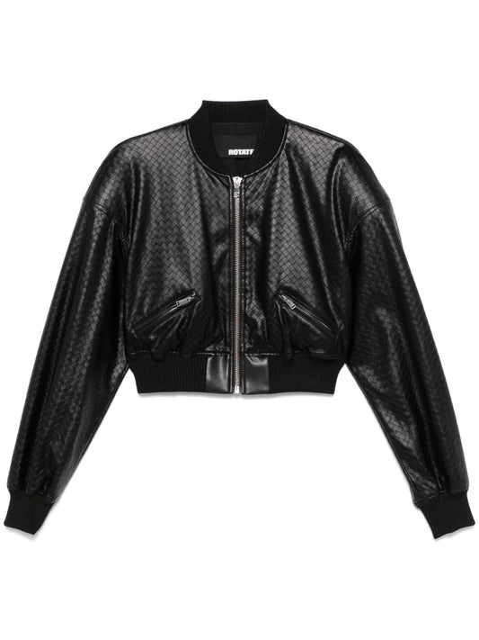 Braided Cropped Bomber Jacket