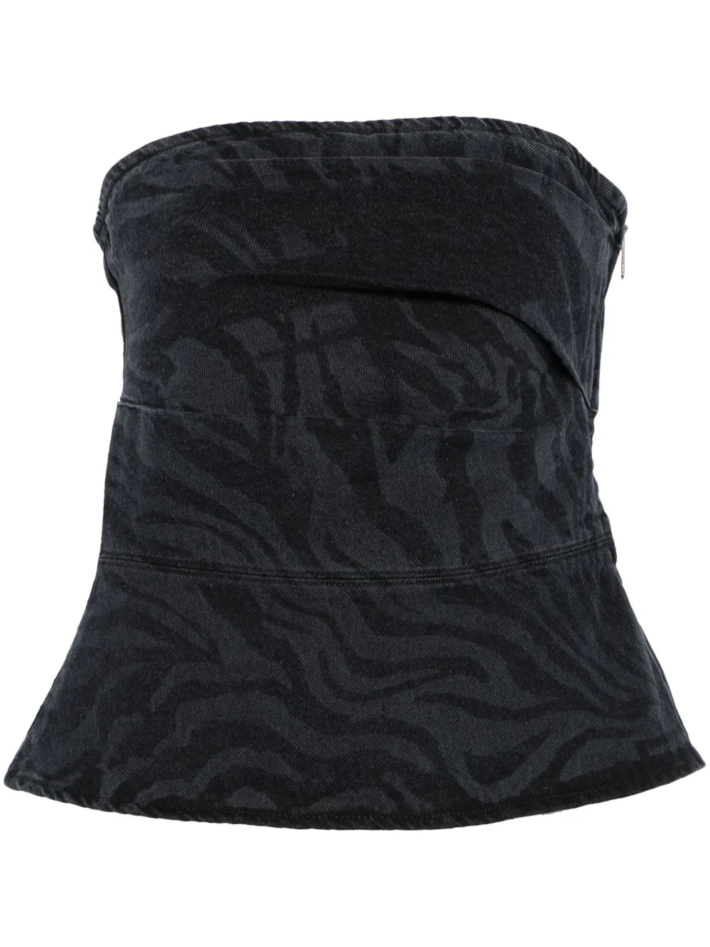 Zebra-Print Denim Top