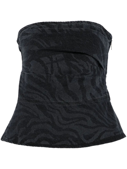 Zebra-Print Denim Top