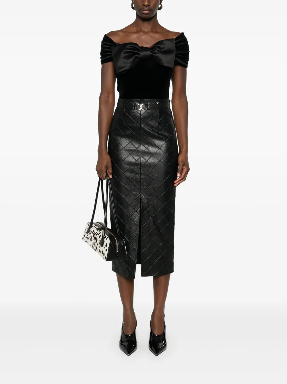 Faux-Leather Midi Skirt