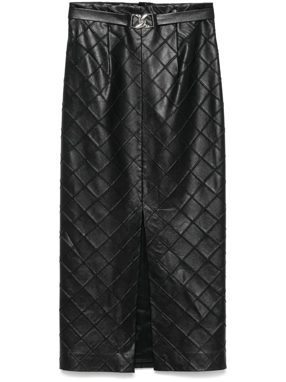 Faux-Leather Midi Skirt