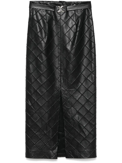 Faux-Leather Midi Skirt