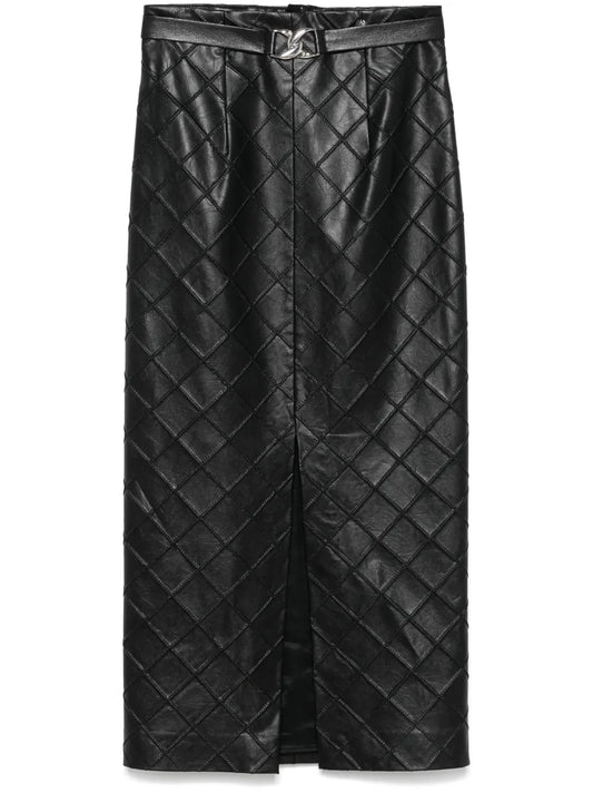 Faux-Leather Midi Skirt
