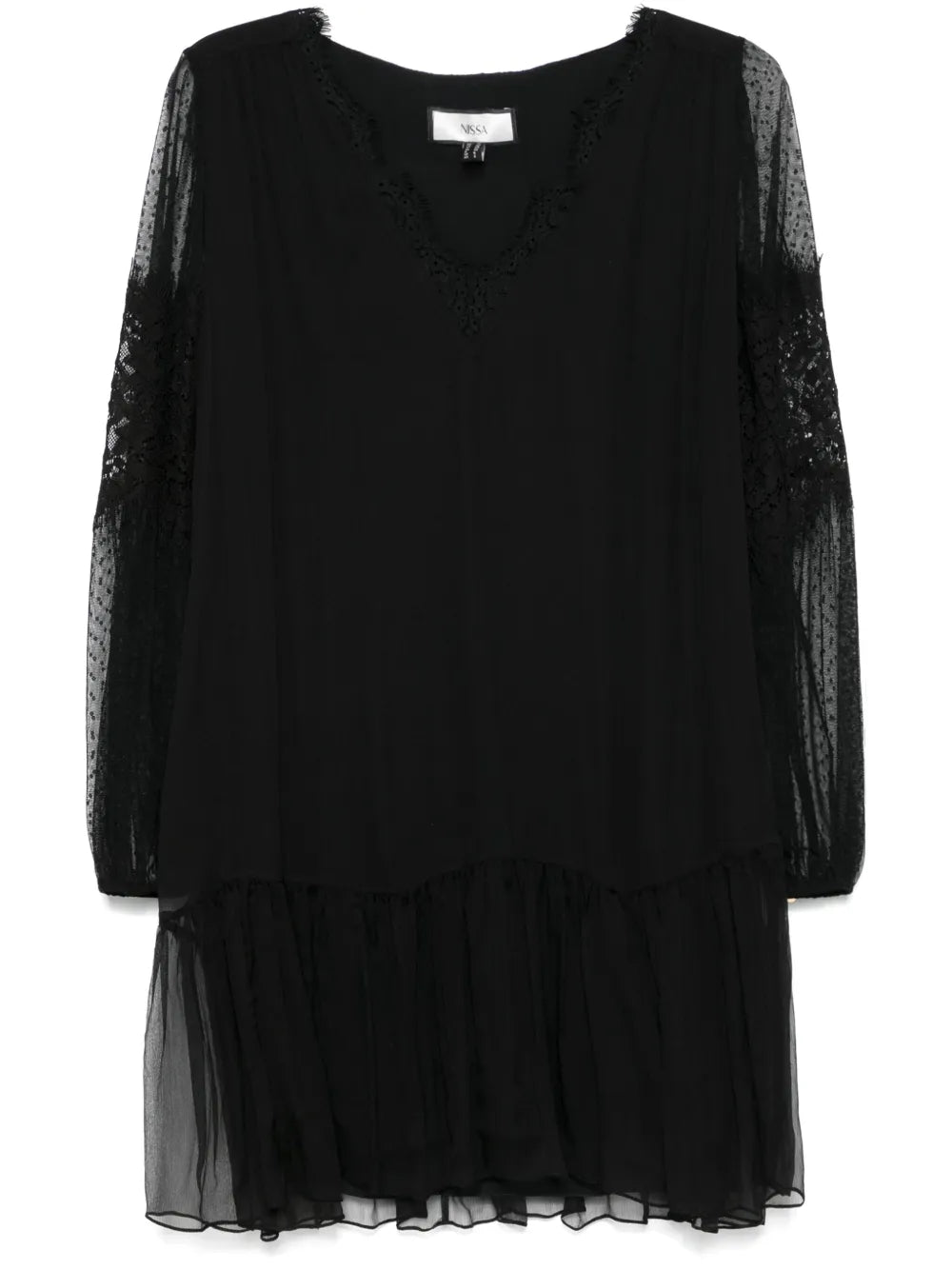 Semi Sheer-Sleeve Mini Dress