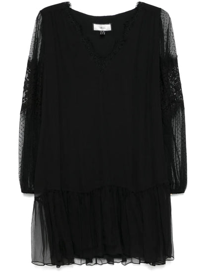 Semi Sheer-Sleeve Mini Dress