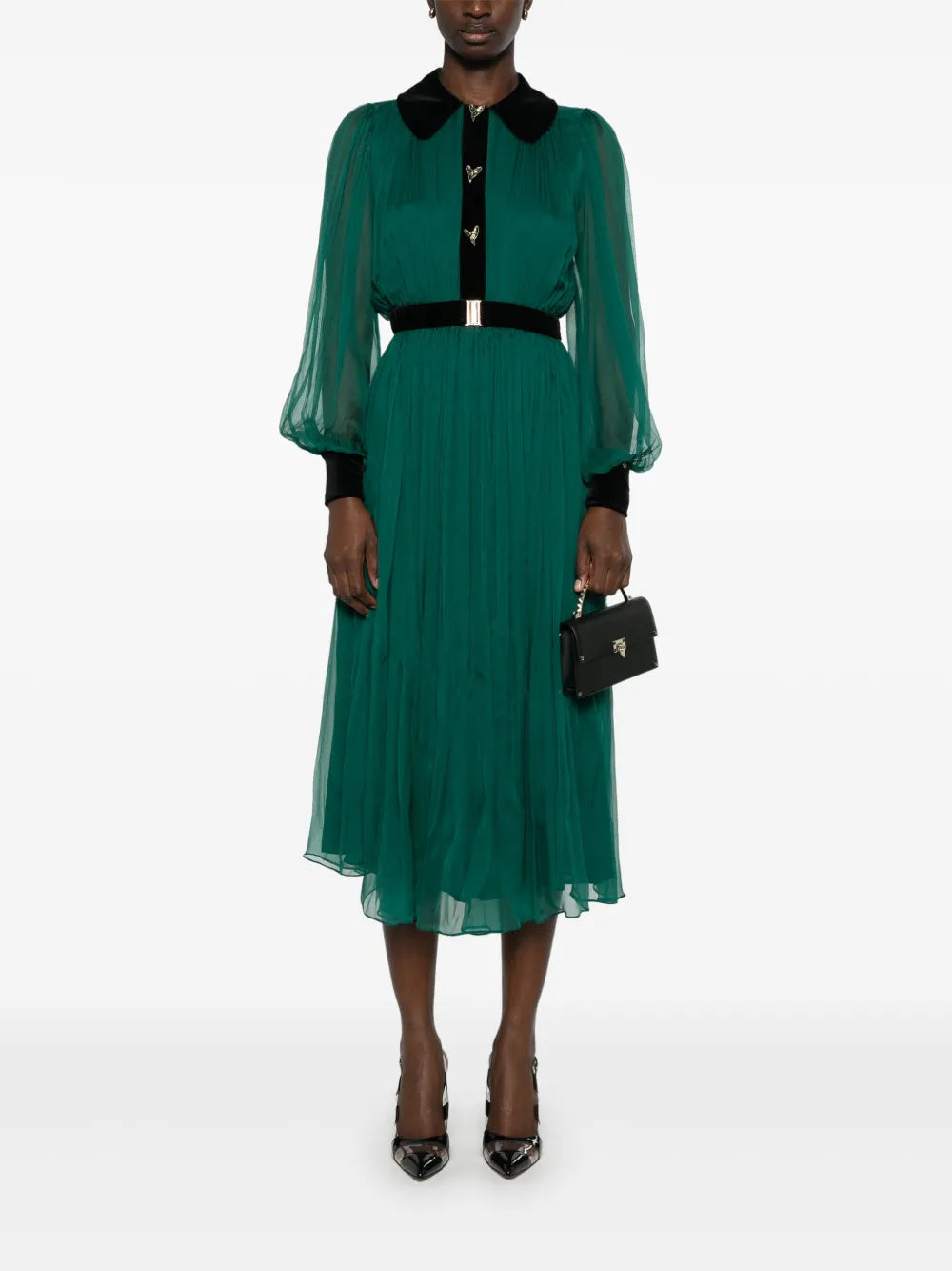 Belted Silk Midi Dress