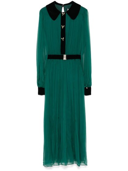 Belted Silk Midi Dress