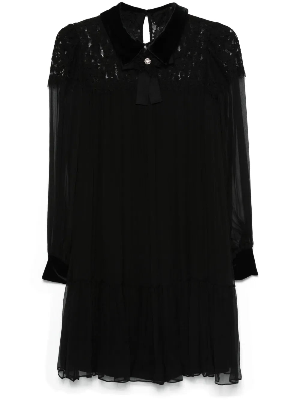 Lace-Panel Silk Midi Dress