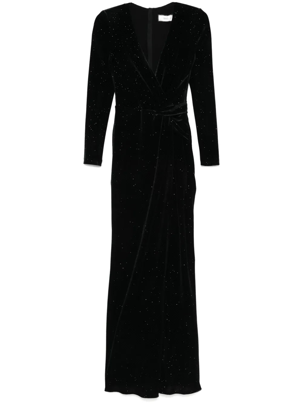 Glitter-Detail Velvet Maxi Dress