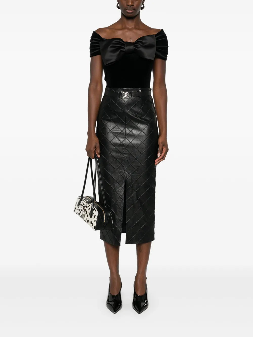 Bow-Detail Velvet Bodysuit