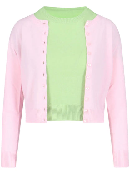 Cashmere Cardigan And Top Set