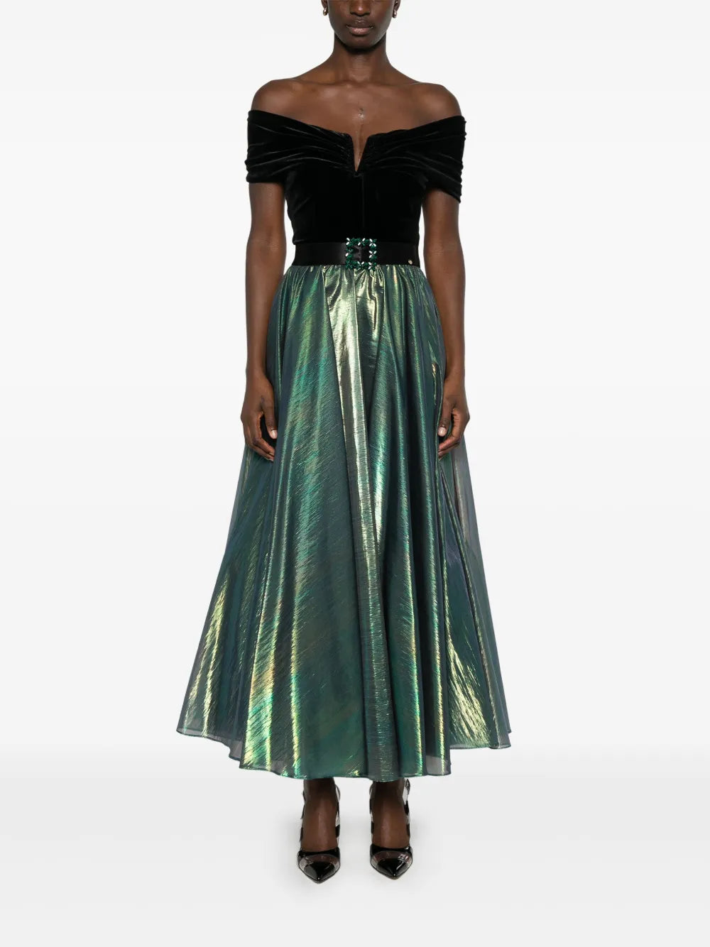 Chiffon Lamé Maxi Dress