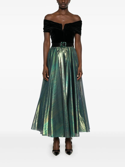 Chiffon Lamé Maxi Dress