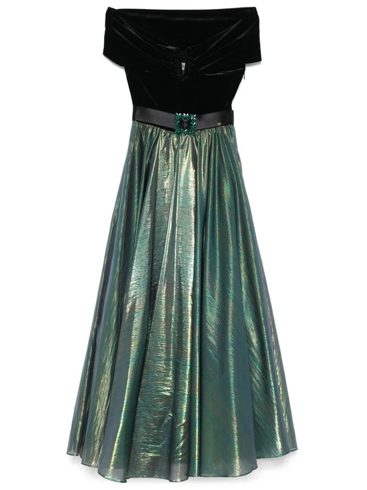 Chiffon Lamé Maxi Dress