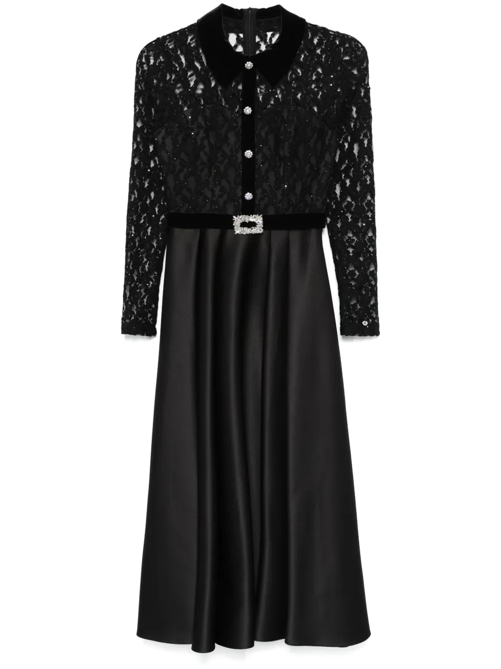 Crystal-Embellished Taffeta Midi Dress