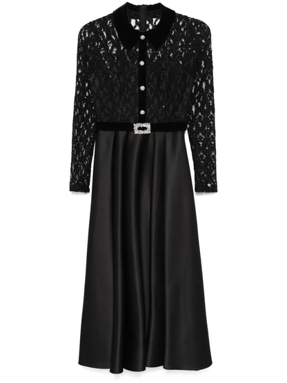 Crystal-Embellished Taffeta Midi Dress