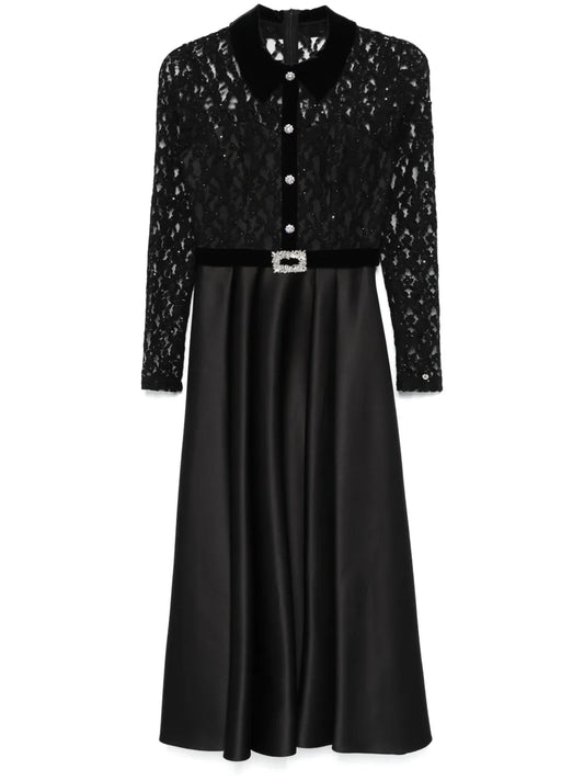 Crystal-Embellished Taffeta Midi Dress