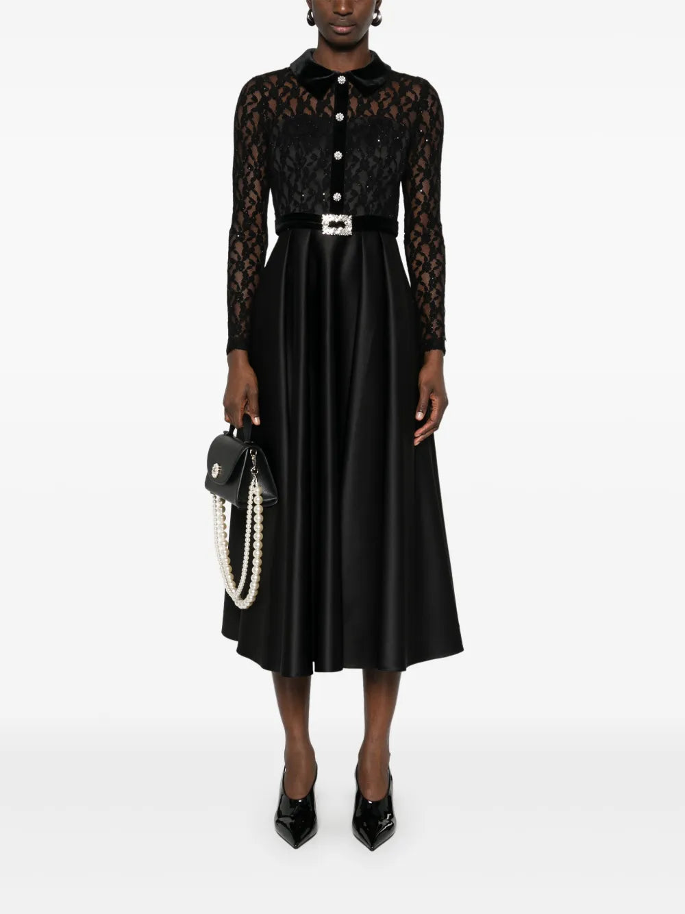 Crystal-Embellished Taffeta Midi Dress
