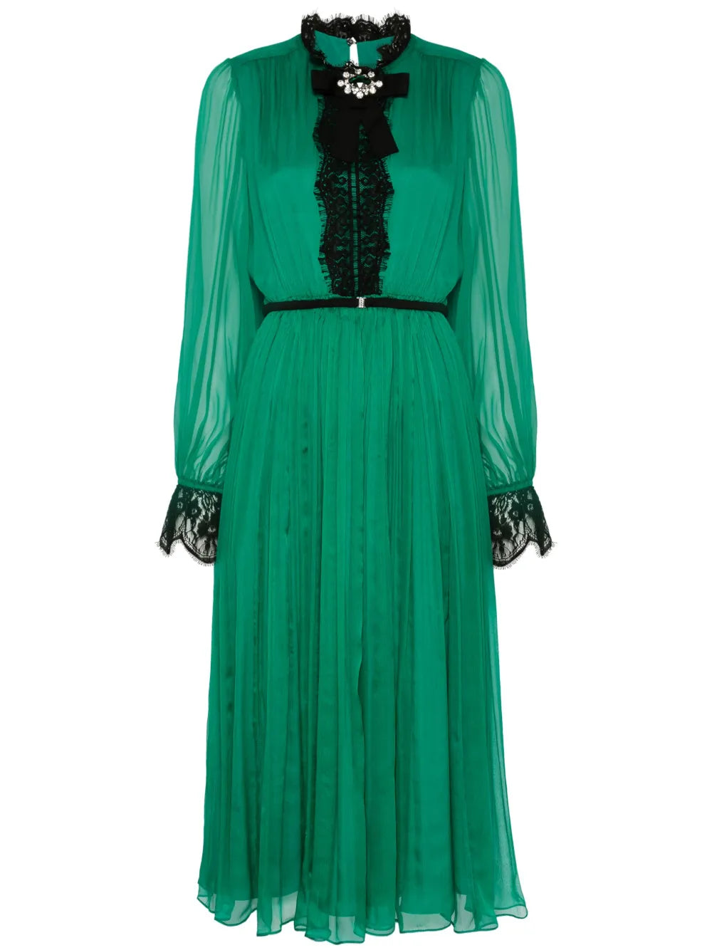 Crystal-Detail Silk Midi Dress