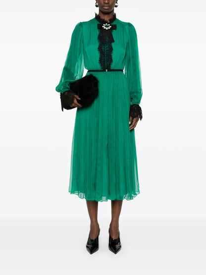 Crystal-Detail Silk Midi Dress
